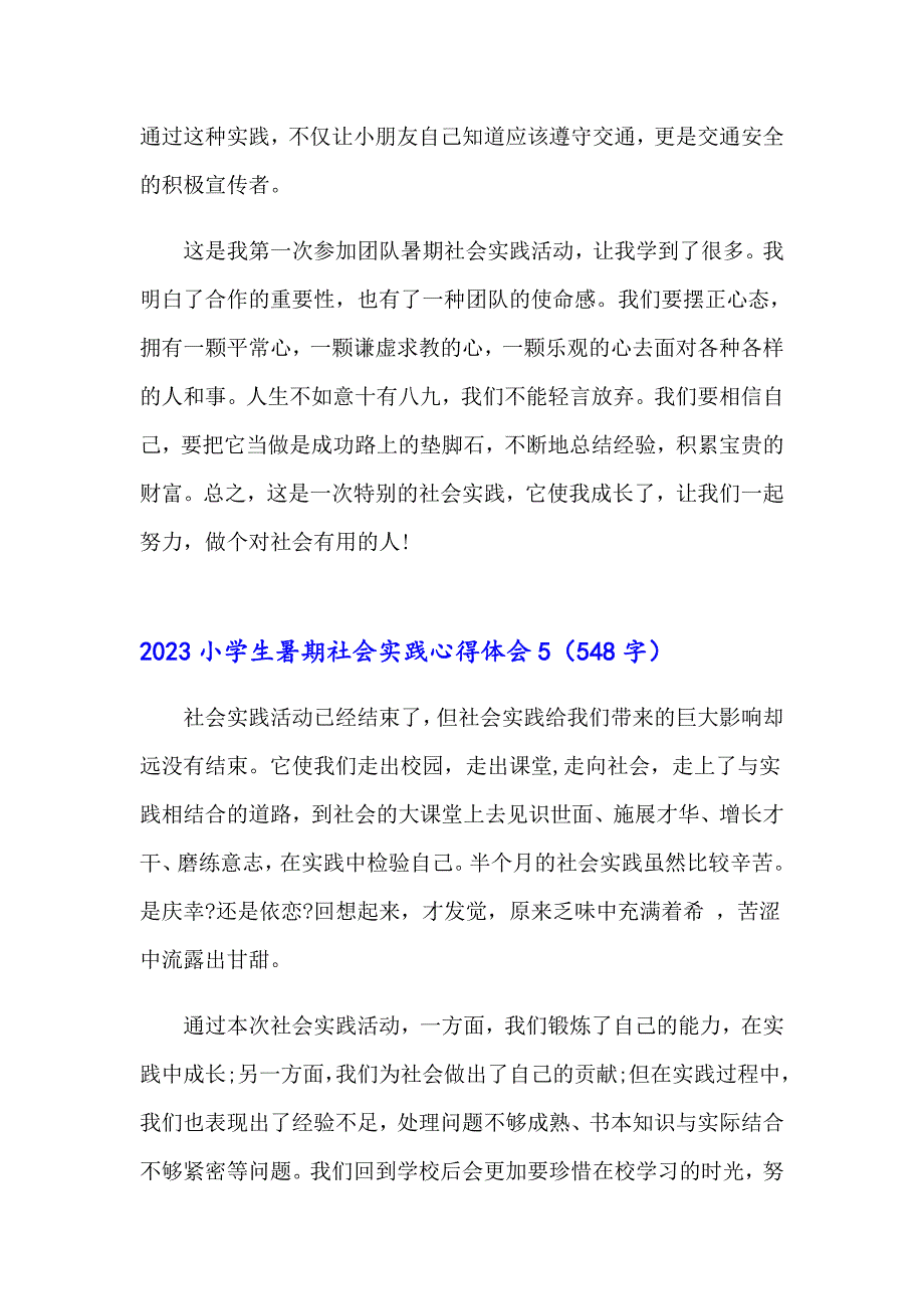 2023小学生暑期社会实践心得体会_第4页