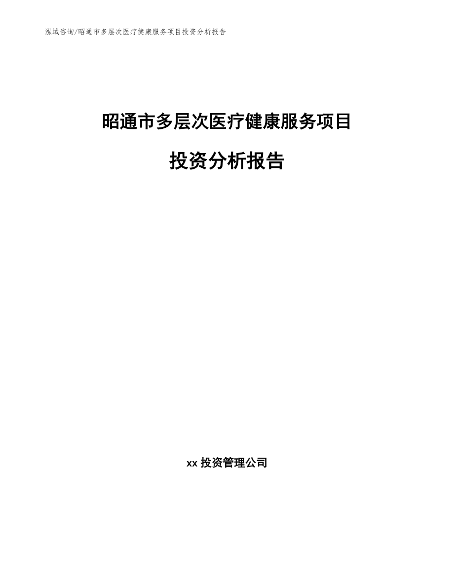 昭通市多层次医疗健康服务项目投资分析报告_第1页