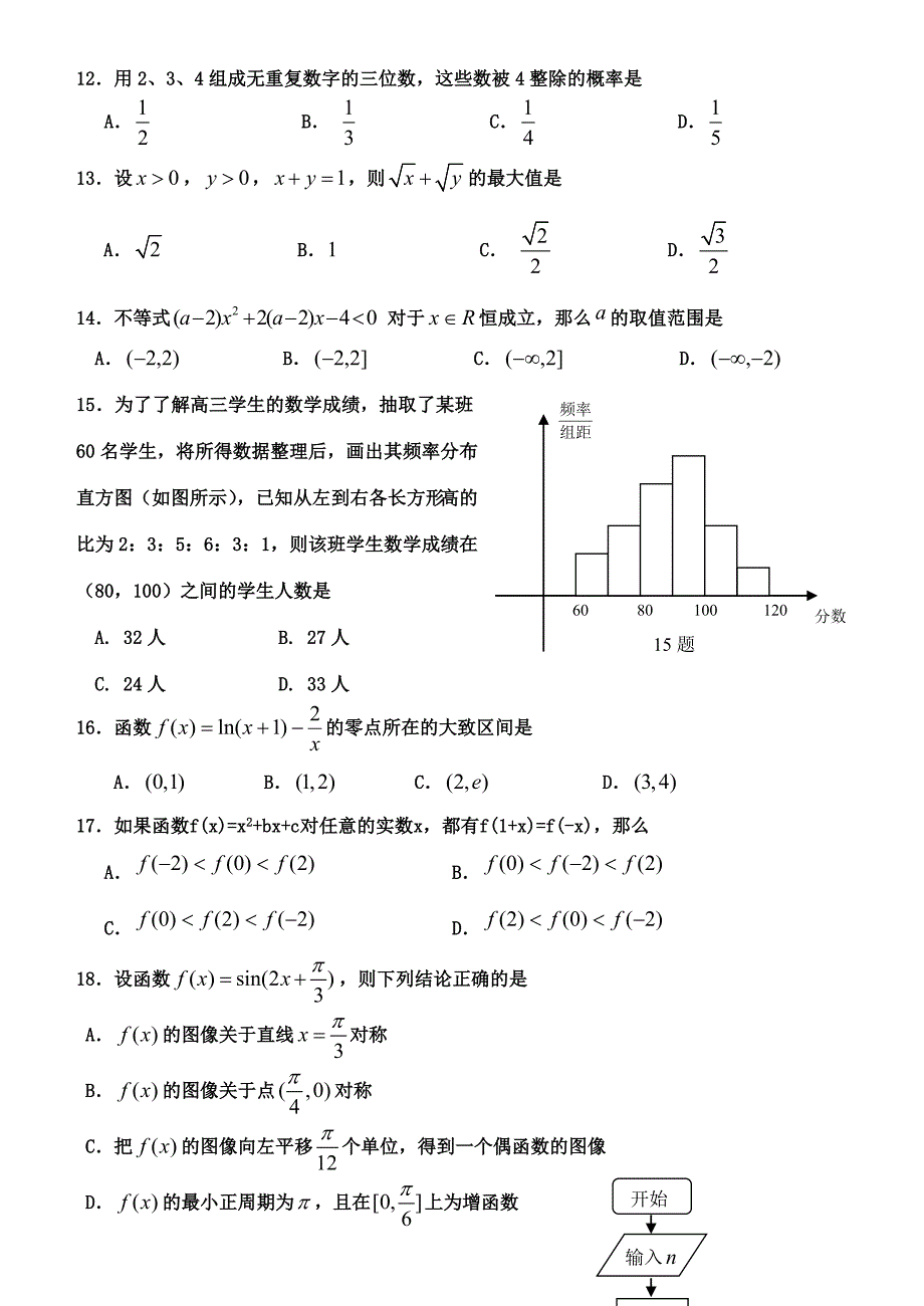 河北省普通高中学业水平考试数学模拟试卷_第2页