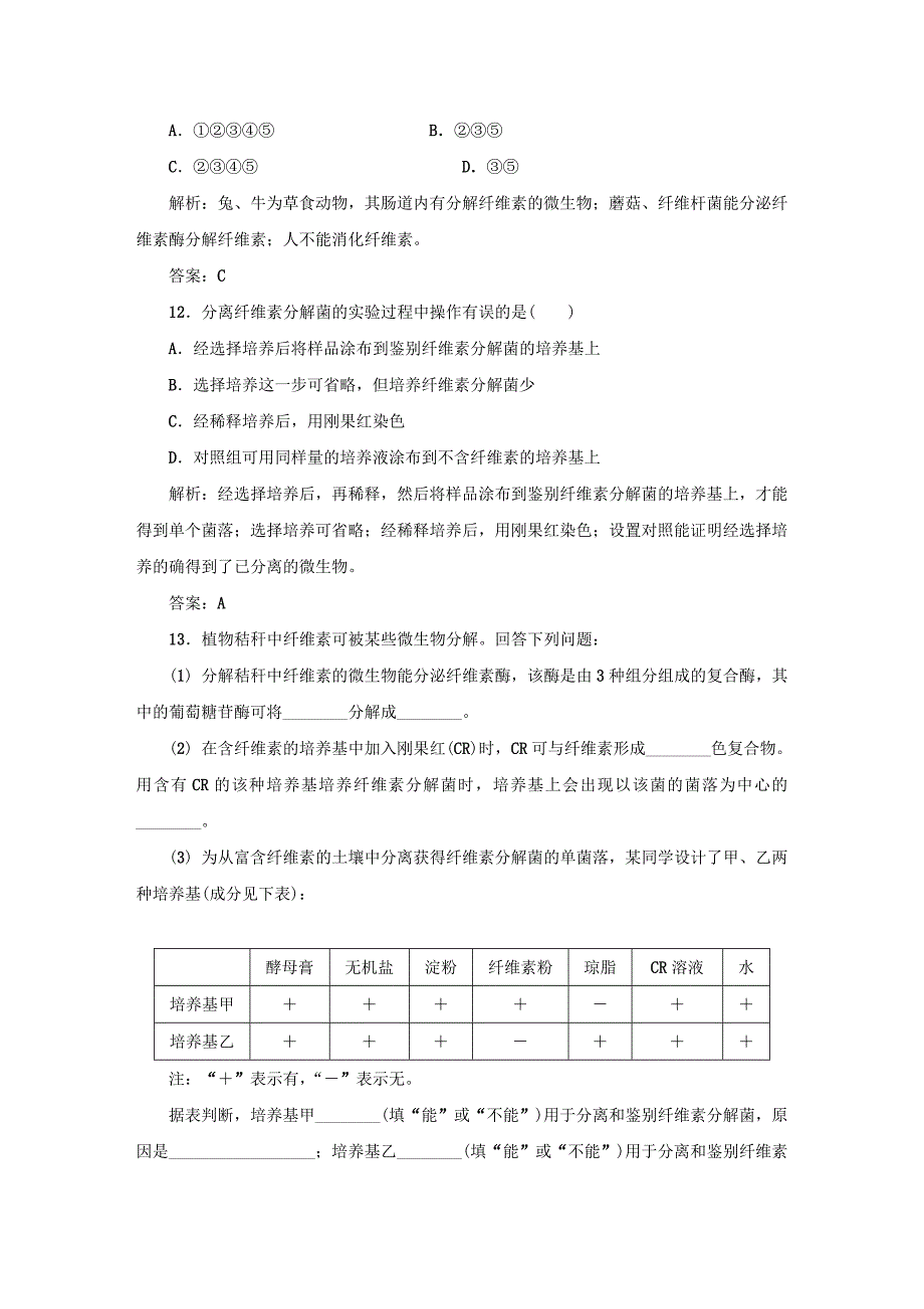 2019-2020学年高中生物课时作业6分解纤维素的微生物的分离新人教版选修_第4页