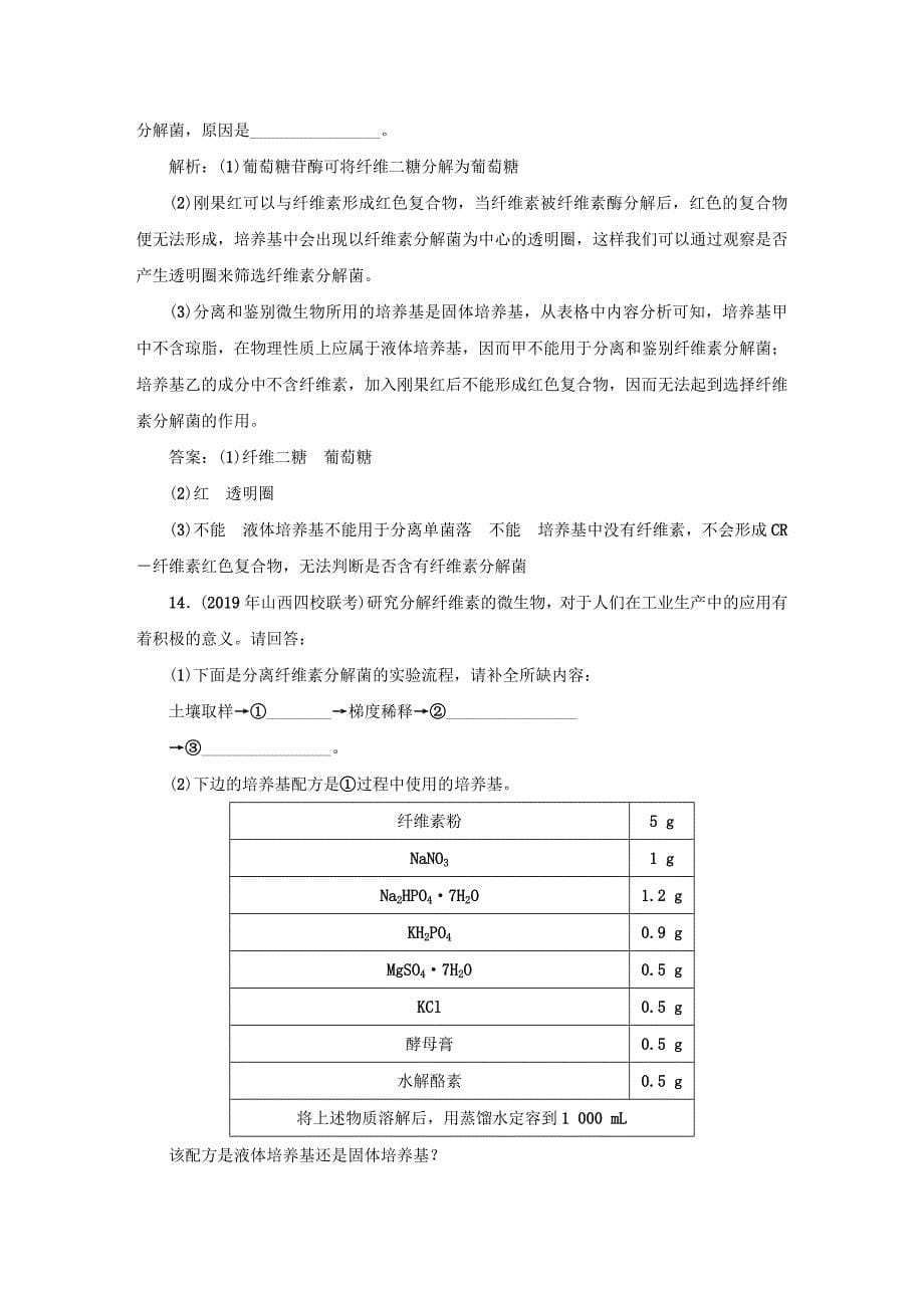 2019-2020学年高中生物课时作业6分解纤维素的微生物的分离新人教版选修_第5页