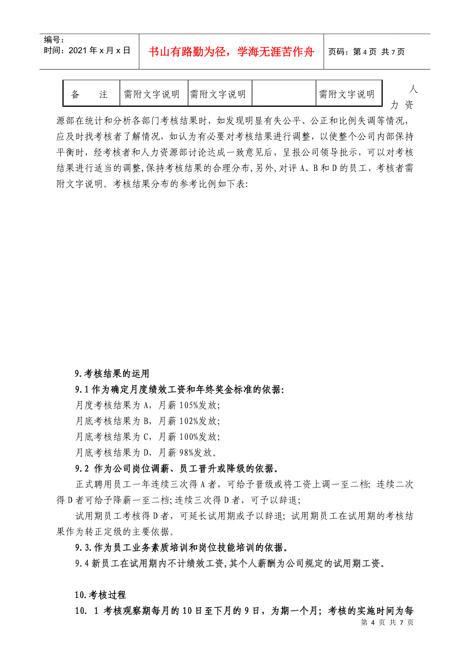 电力公司绩效考核办法_第4页