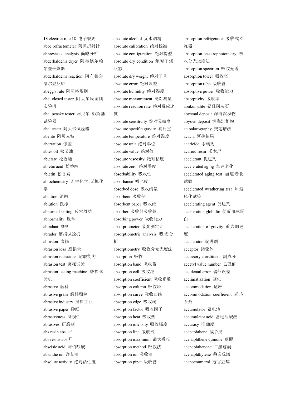 化学及化工专业词汇英语翻译.doc_第1页