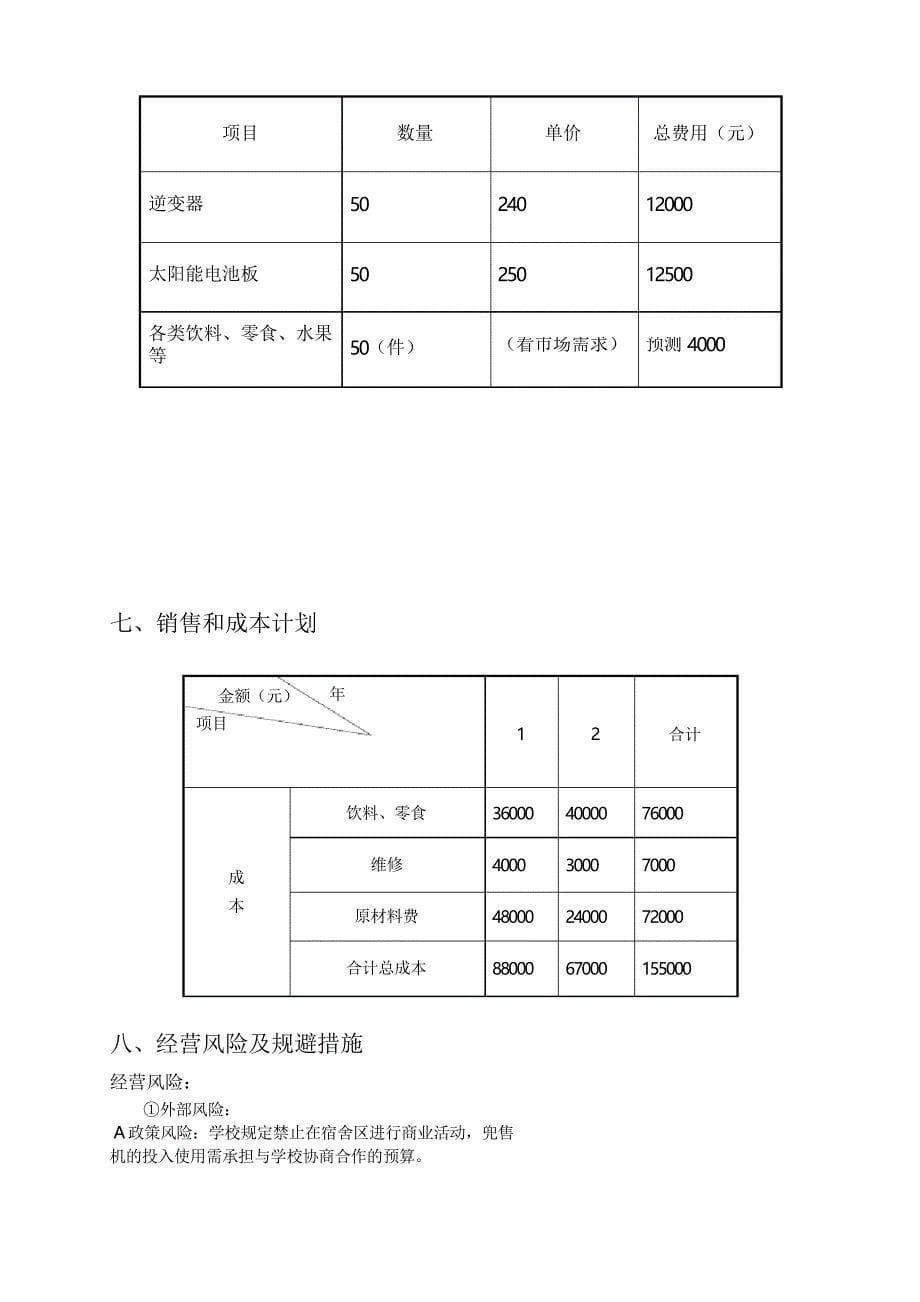 大学生创业计划书——太阳能电冰箱自动贩卖机_第5页