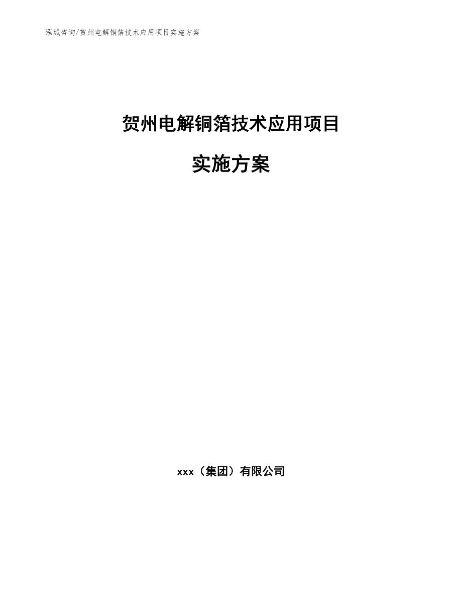 贺州电解铜箔技术应用项目实施方案【参考范文】_第1页