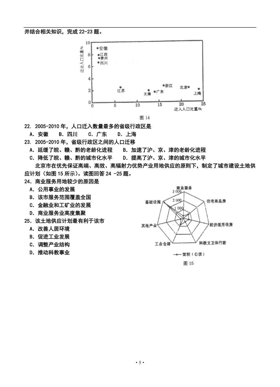 山东省枣庄市高三上学期期中检测地理试题及答案_第5页