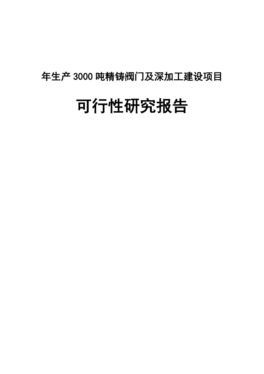 年生产30吨精铸阀门及深加工建设项目可行性研究报告_第1页