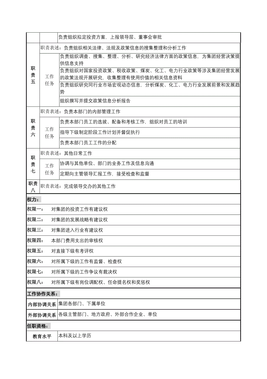 政策研究室主任岗位说明书_第2页