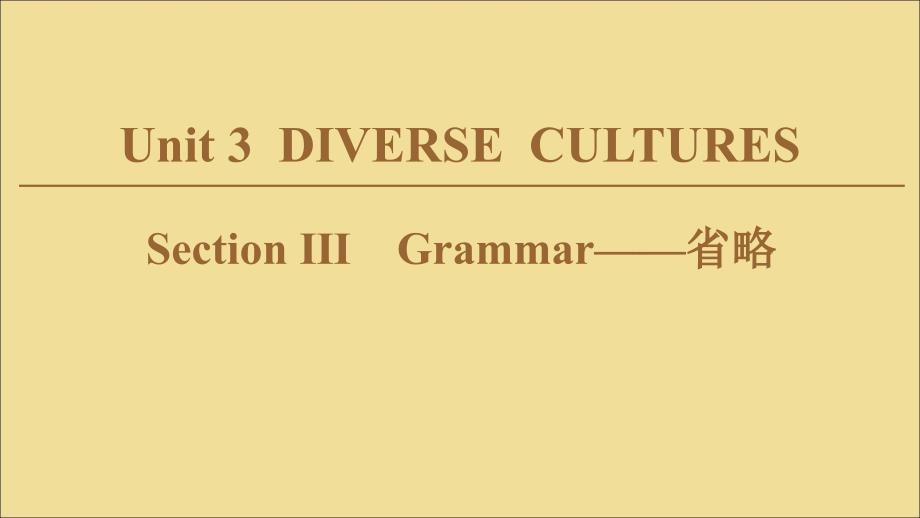 （新课标）2019-2020学年新教材高中英语 Unit 3 DIVERSE CULTURES Section Ⅲ Grammar&amp;mdash;&amp;mdash;省略课件 新人教版必修第三册_第1页