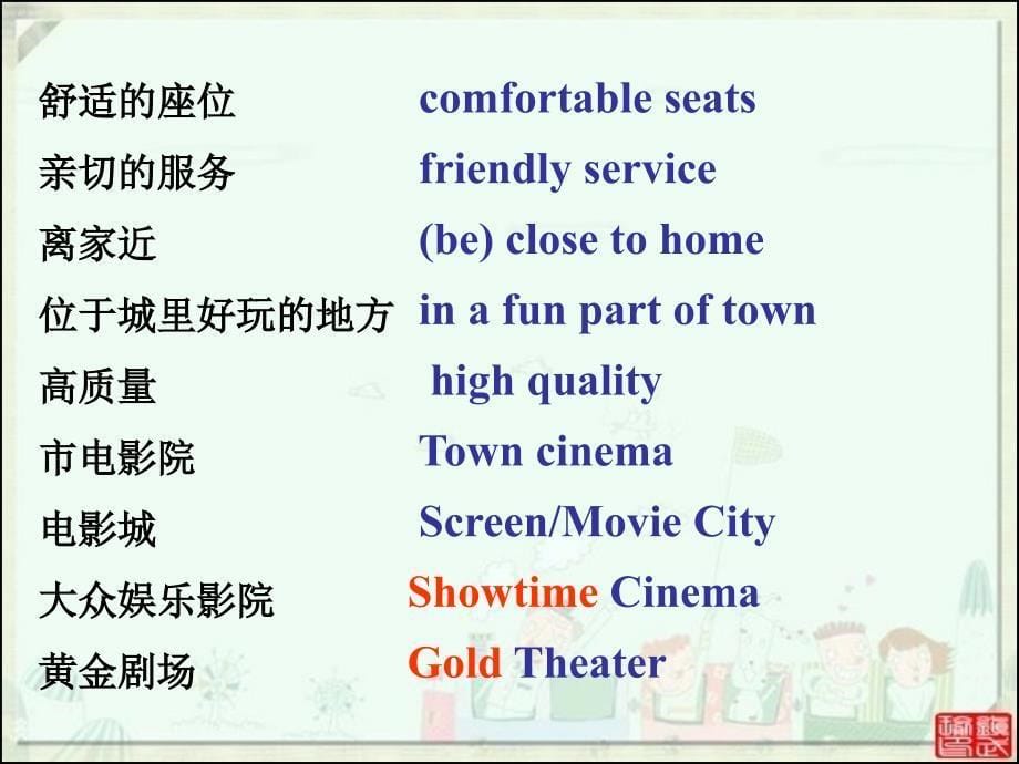 2013八年级英语Unit4What’sthebestmovietheater课件3a_3c_第5页