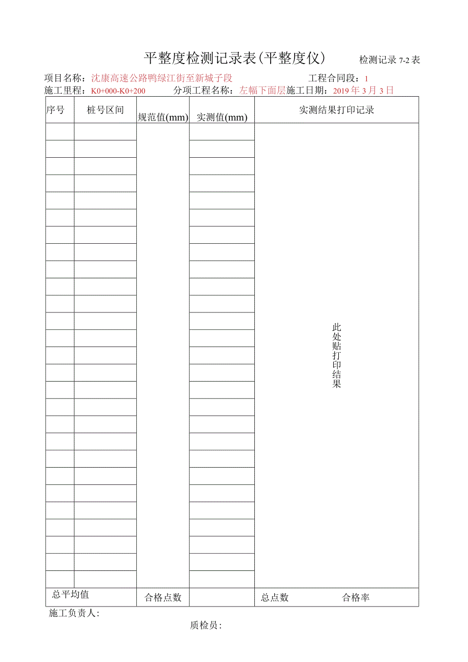 8、平整度检测记录表（平整度仪）_第1页