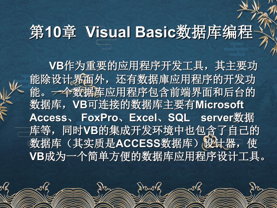 第10章VisualBasic数据库编程ppt课件全_第1页