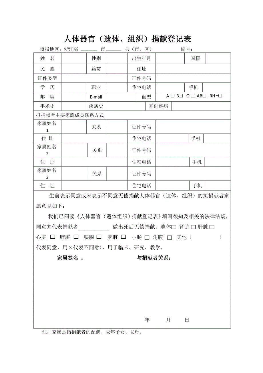 人体器官（遗体、组织）捐献登记表_第1页