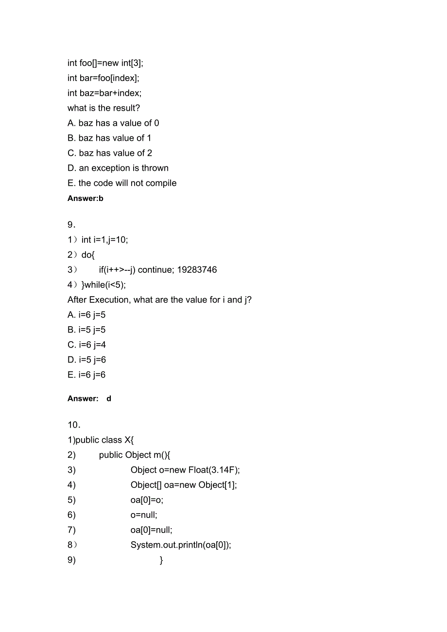 Java试题及答案英文版_第4页