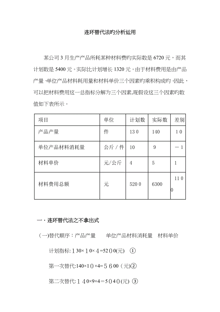 连环替代法分析运用_第1页