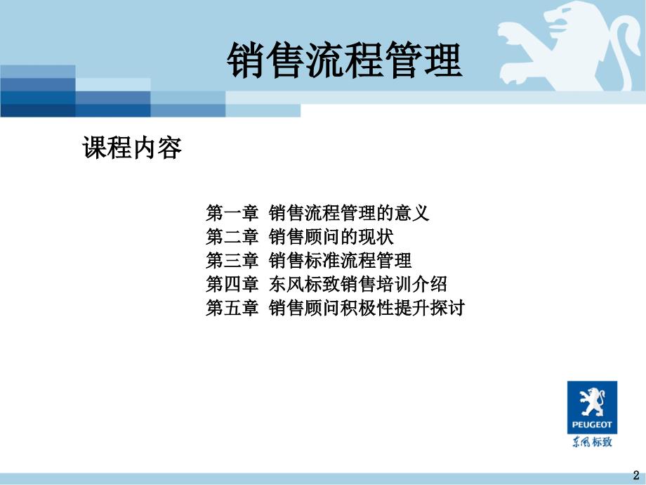 东风标致总经理培训教材销售流程管理0611_第2页