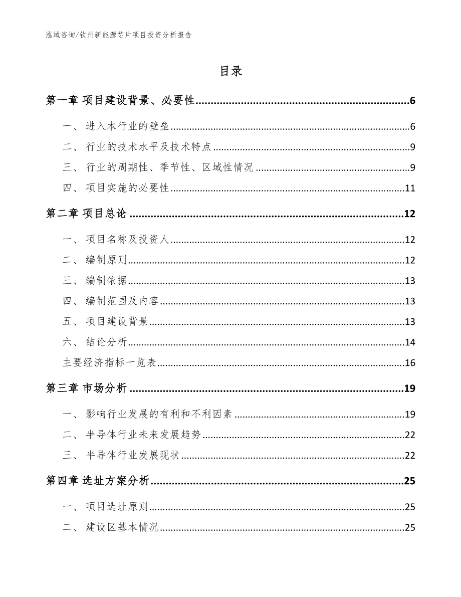 钦州新能源芯片项目投资分析报告模板_第1页