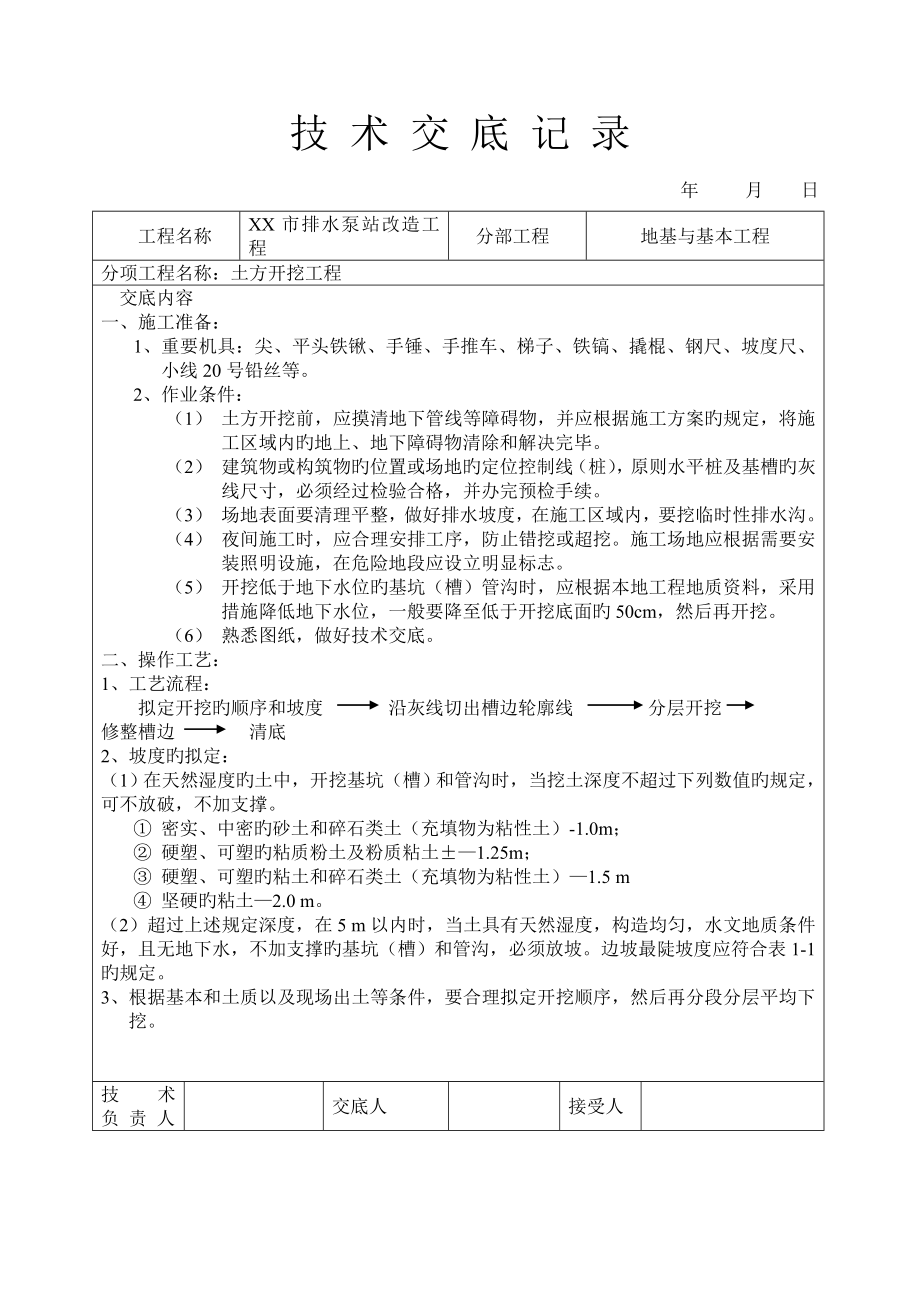 施工技术交底市政泵站施工用_第1页