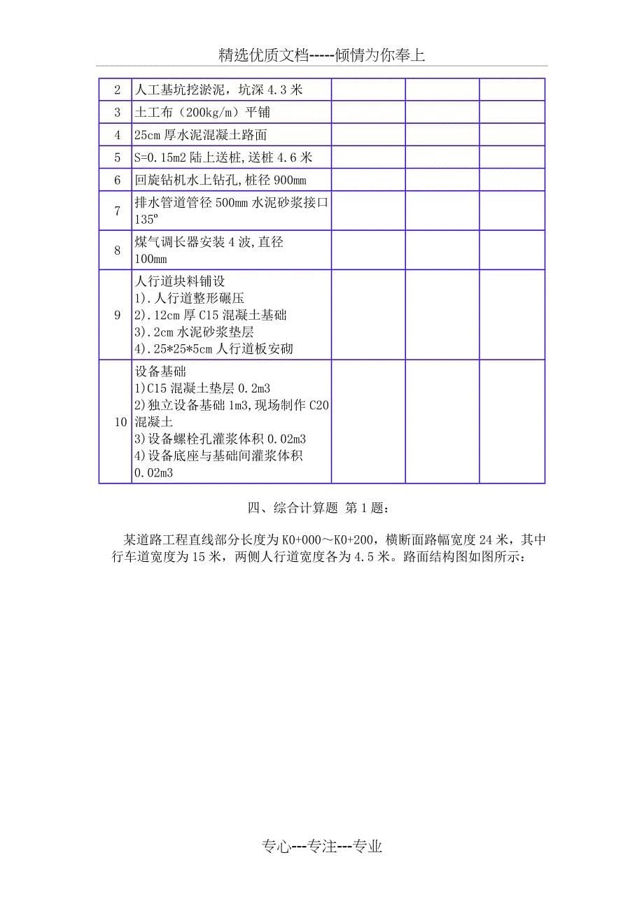 造价员考试市政工程计价试卷一_第5页