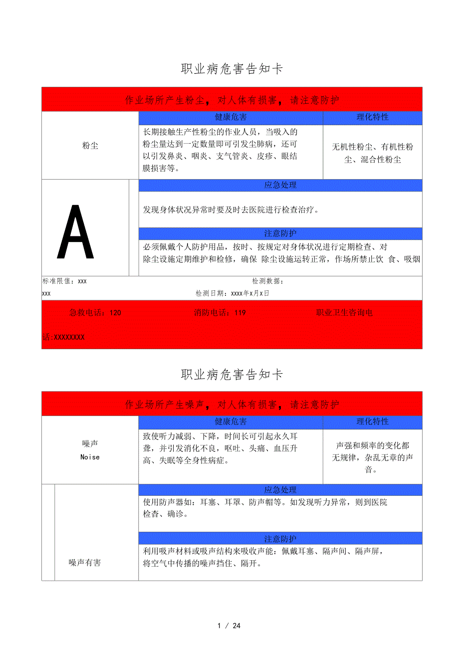 常见职业危害告知牌模板_第1页