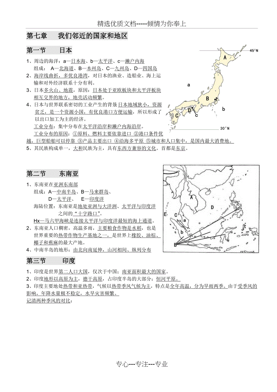 2019新人教版七年级下册地理复习提纲_第2页