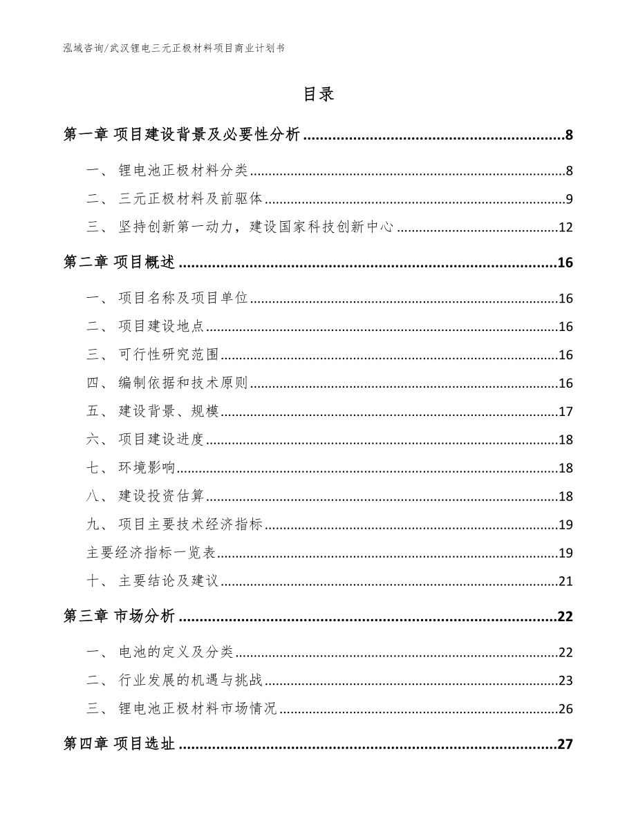 武汉锂电三元正极材料项目商业计划书【模板】_第2页