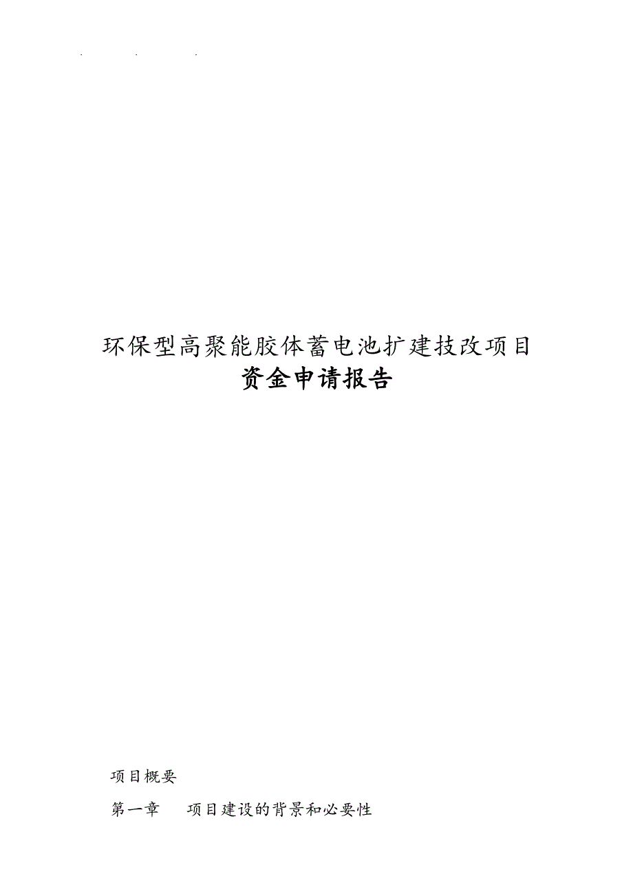 环保型高聚能胶体蓄电池扩建技改项目资金申请报告_第1页