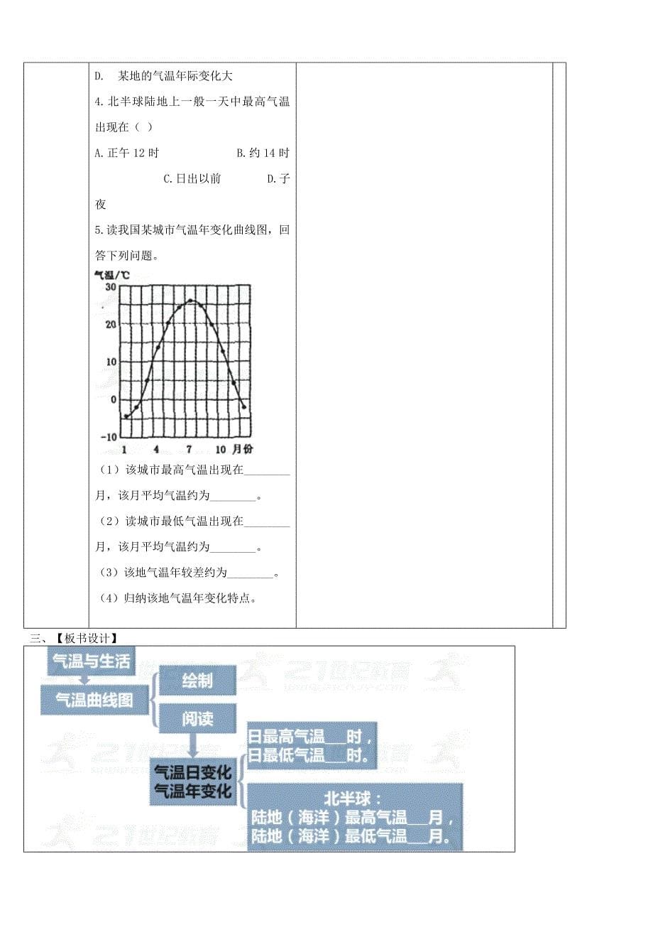 七年级地理上册第三章第二节气温的变化与分布第1课时教案新版新人教版0205220_第5页