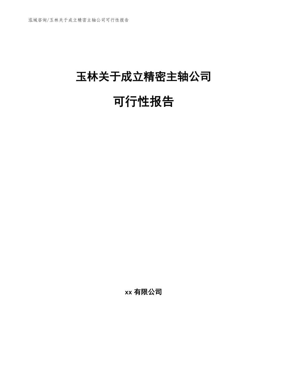 玉林关于成立精密主轴公司可行性报告_第1页