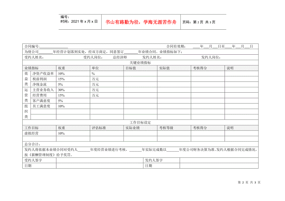 经营副总兼总经济师绩效考核表_第2页