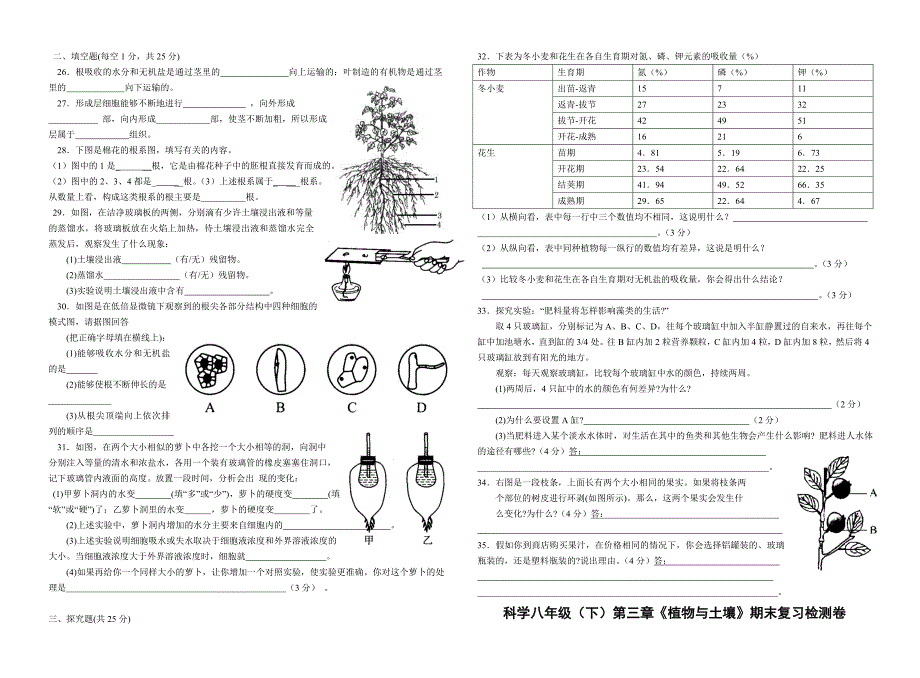 科学8年级(下)期末复习检测卷_第2页