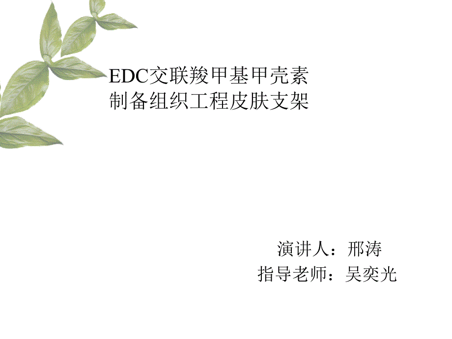 EDC交联羧甲基甲壳素制备组织工程皮肤支架课件_第1页