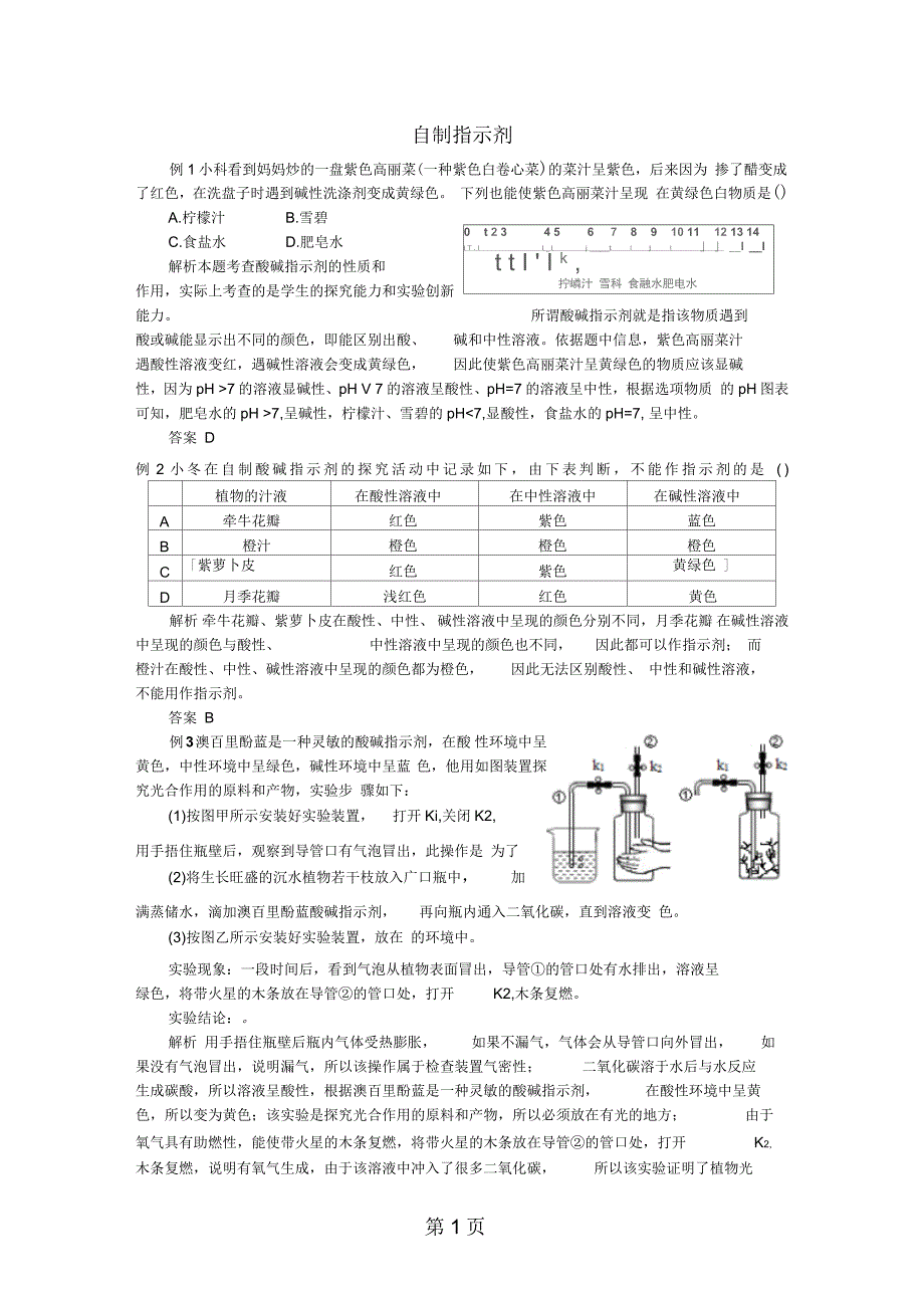 中考化学复习热点题型：自制指示剂_第1页