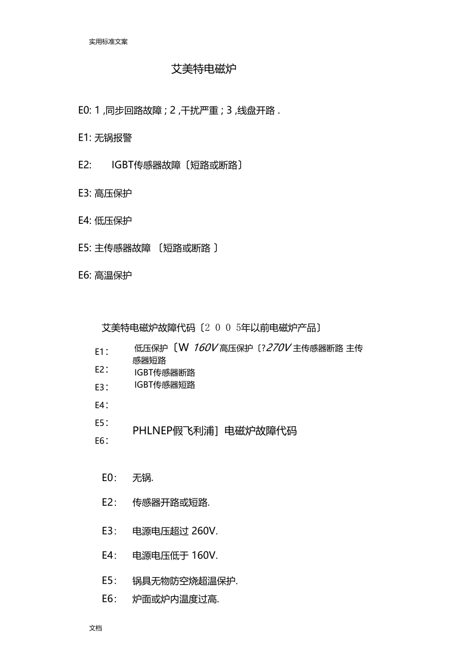 常见电磁炉故障代码速查_第3页