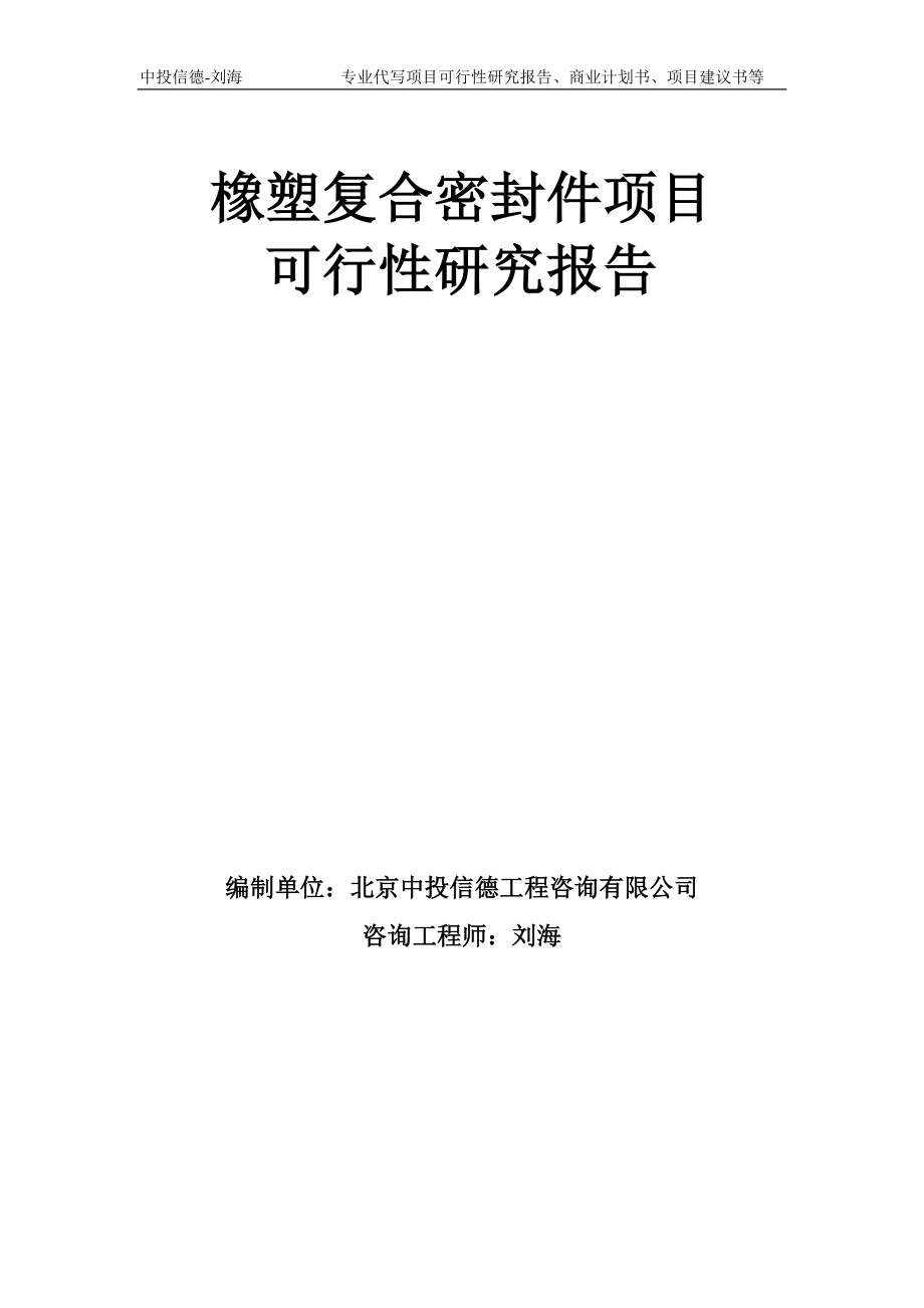 橡塑复合密封件项目可行性研究报告模板-备案审批_第1页