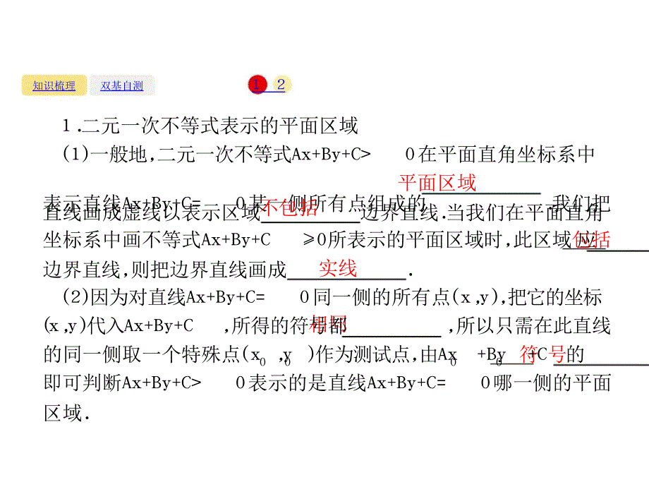 广西高考人教A数学（文）一轮复习课件：7.1　二元一次不等式（组）与简单的线性规划问题_第4页