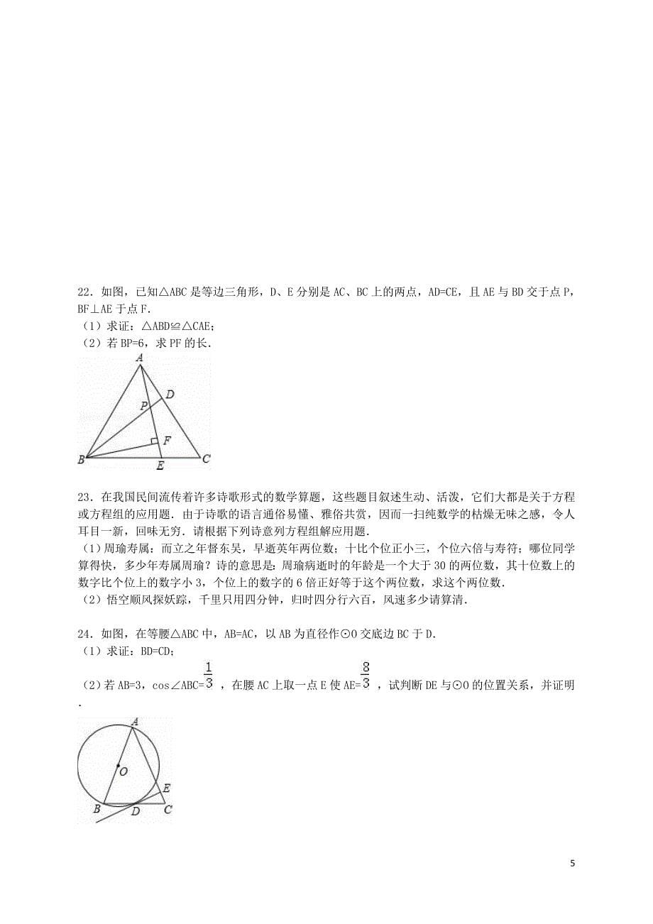 湖南省长沙市中考数学模拟试题四（含解析）.doc_第5页