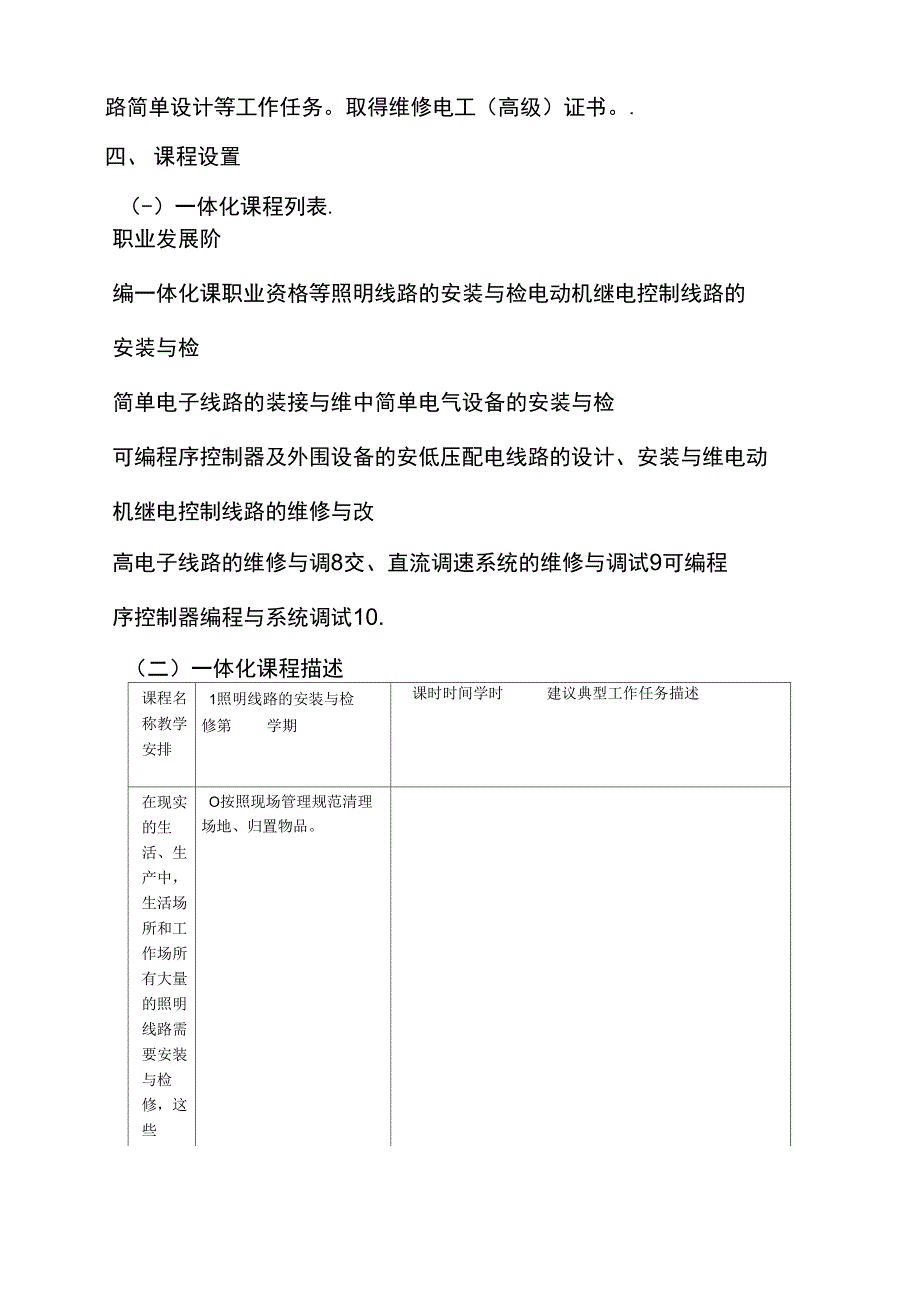 电气自动化设备安装与维修专业一体化课程标准_第3页