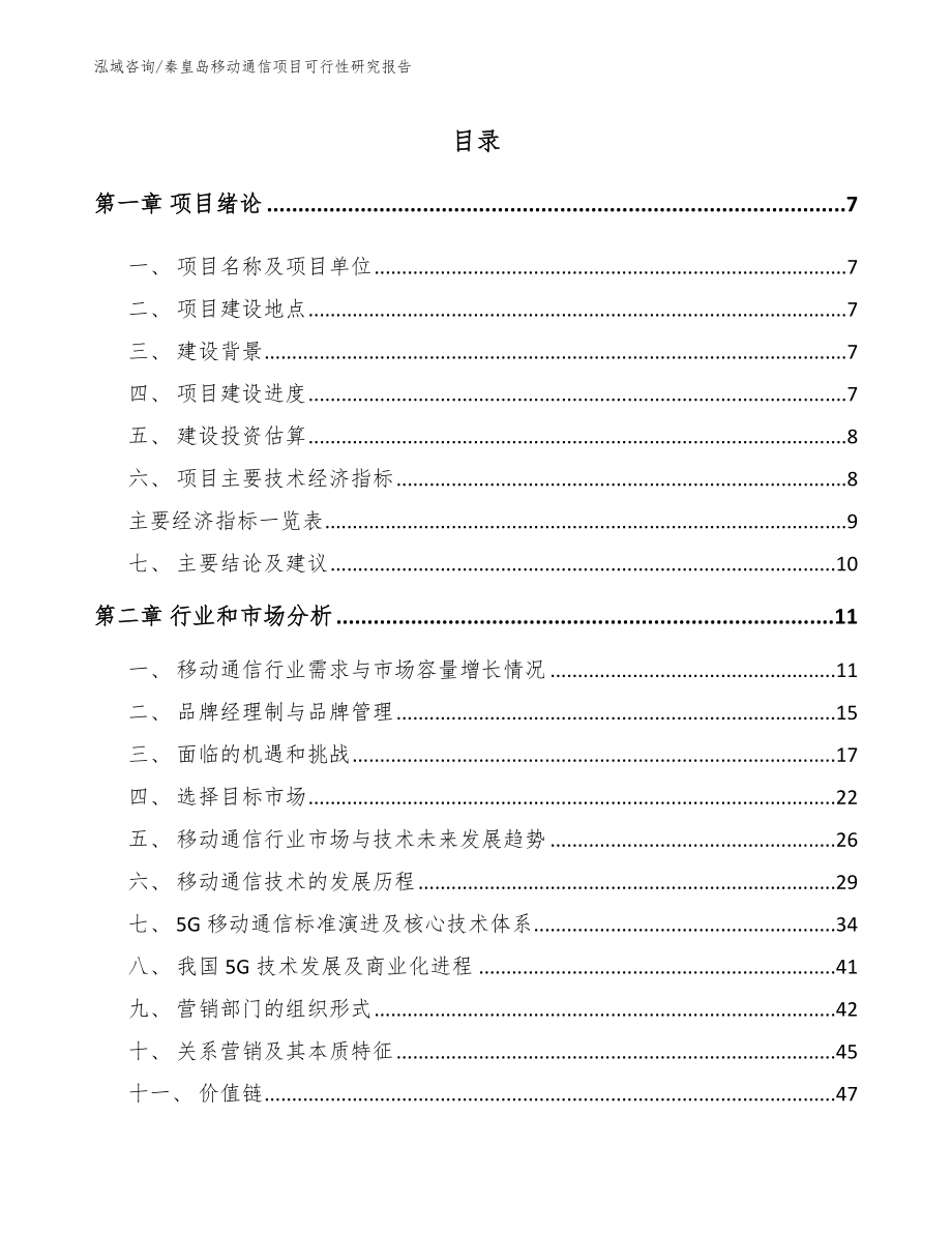 秦皇岛移动通信项目可行性研究报告（模板参考）_第2页