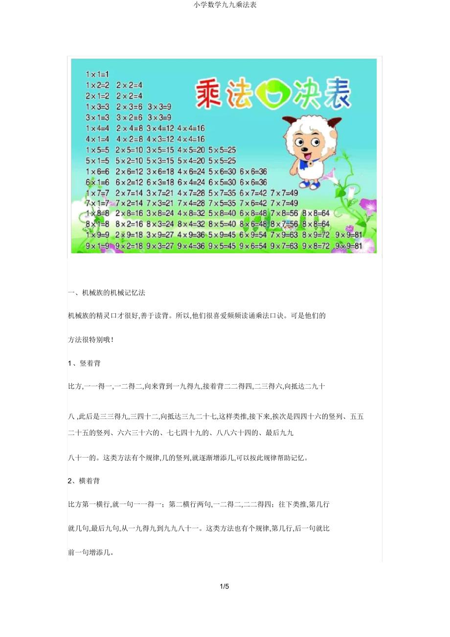 小学数学九九乘法表.doc_第1页