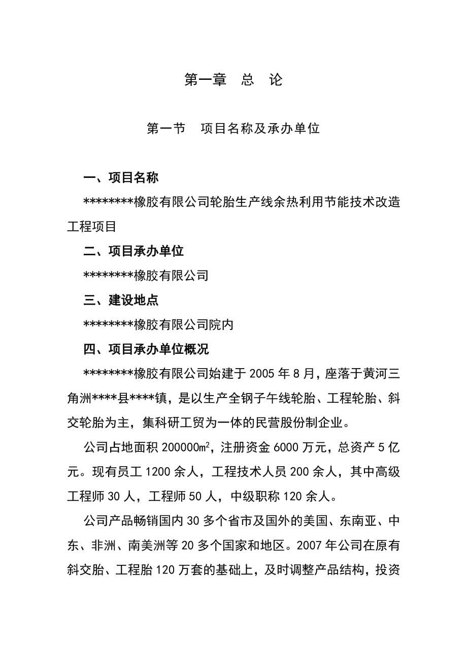 轮胎生产线余热利用节能技术改造工程项目可研报告_第5页