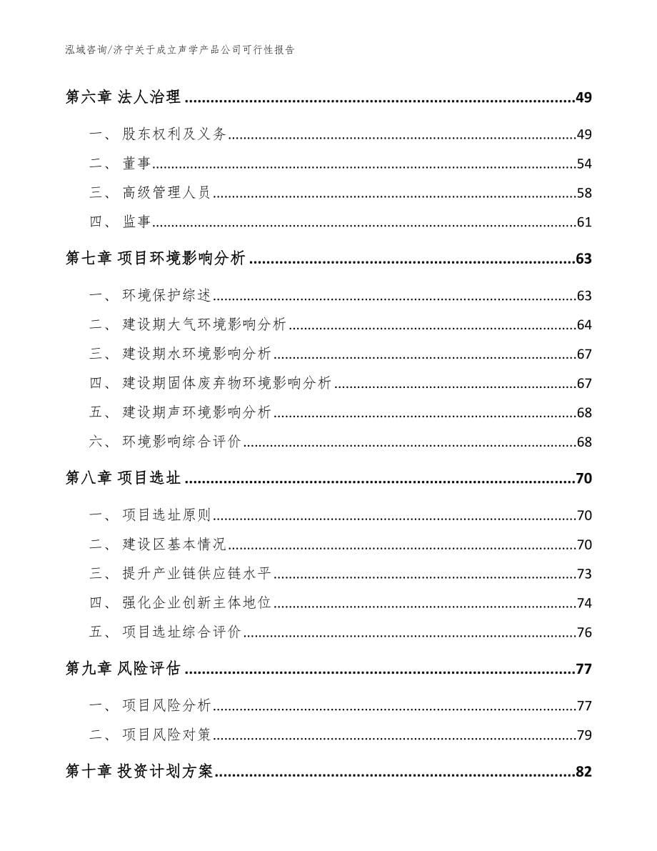 济宁关于成立声学产品公司可行性报告_模板_第5页