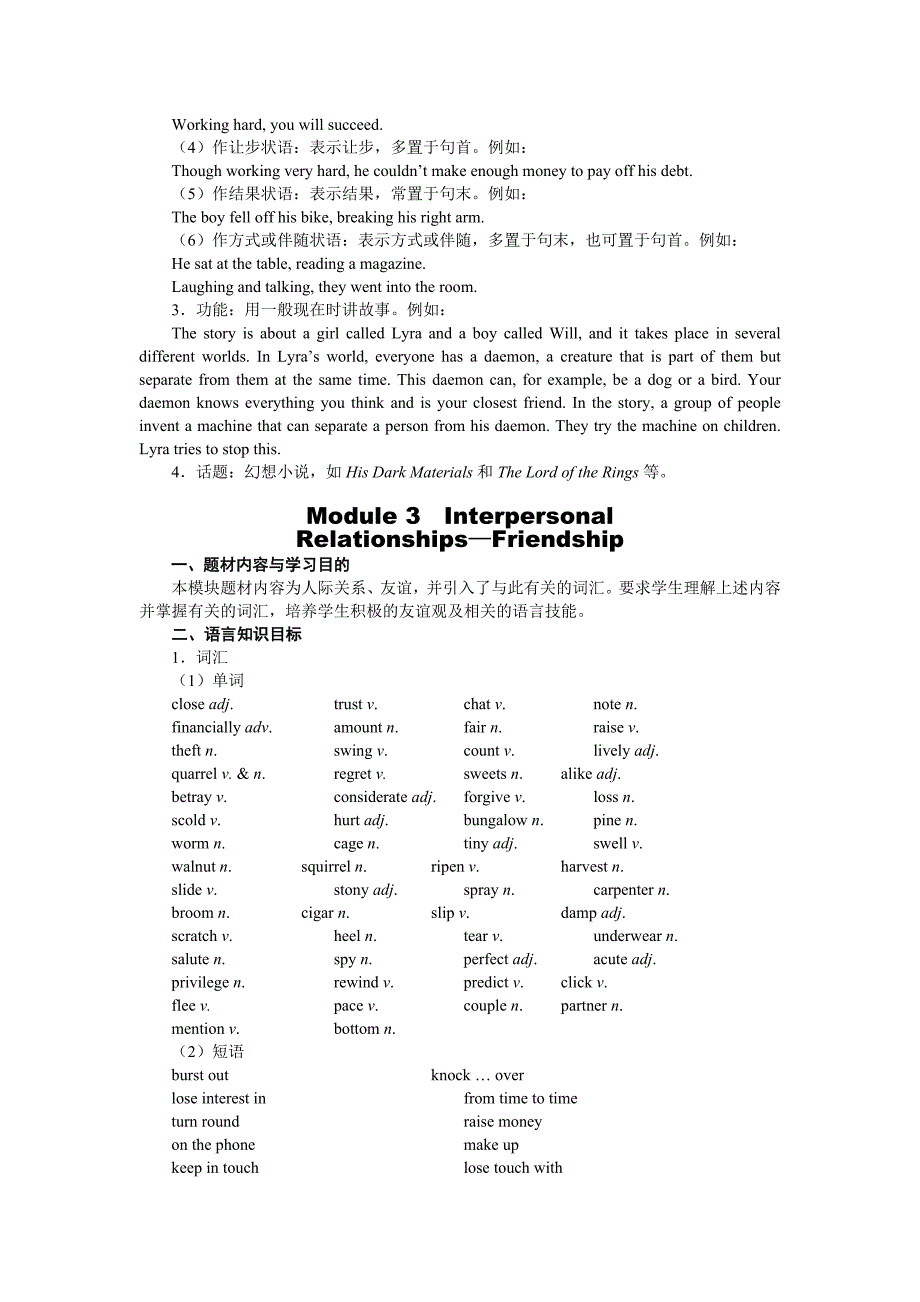 高中英语第六册(选修)各单元基础语言知识目标_第3页