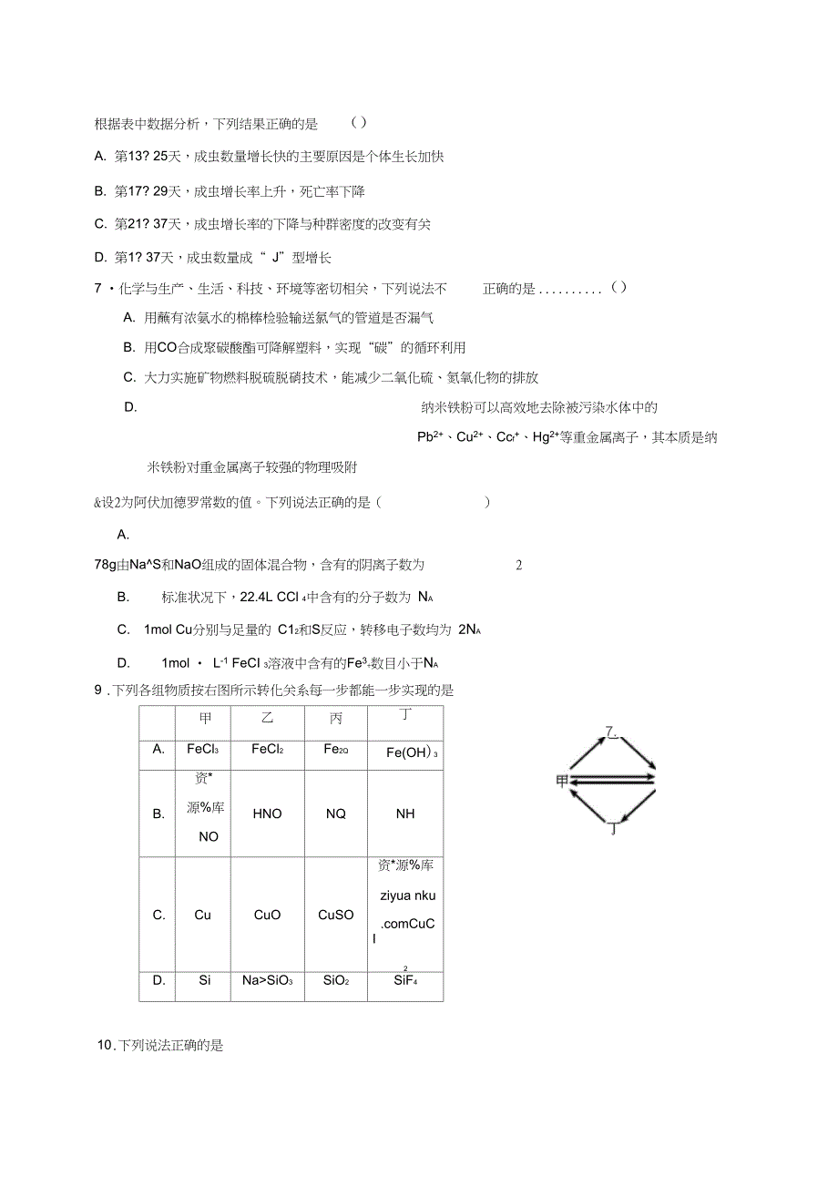 高三理综下学期第四周周练试题_第4页