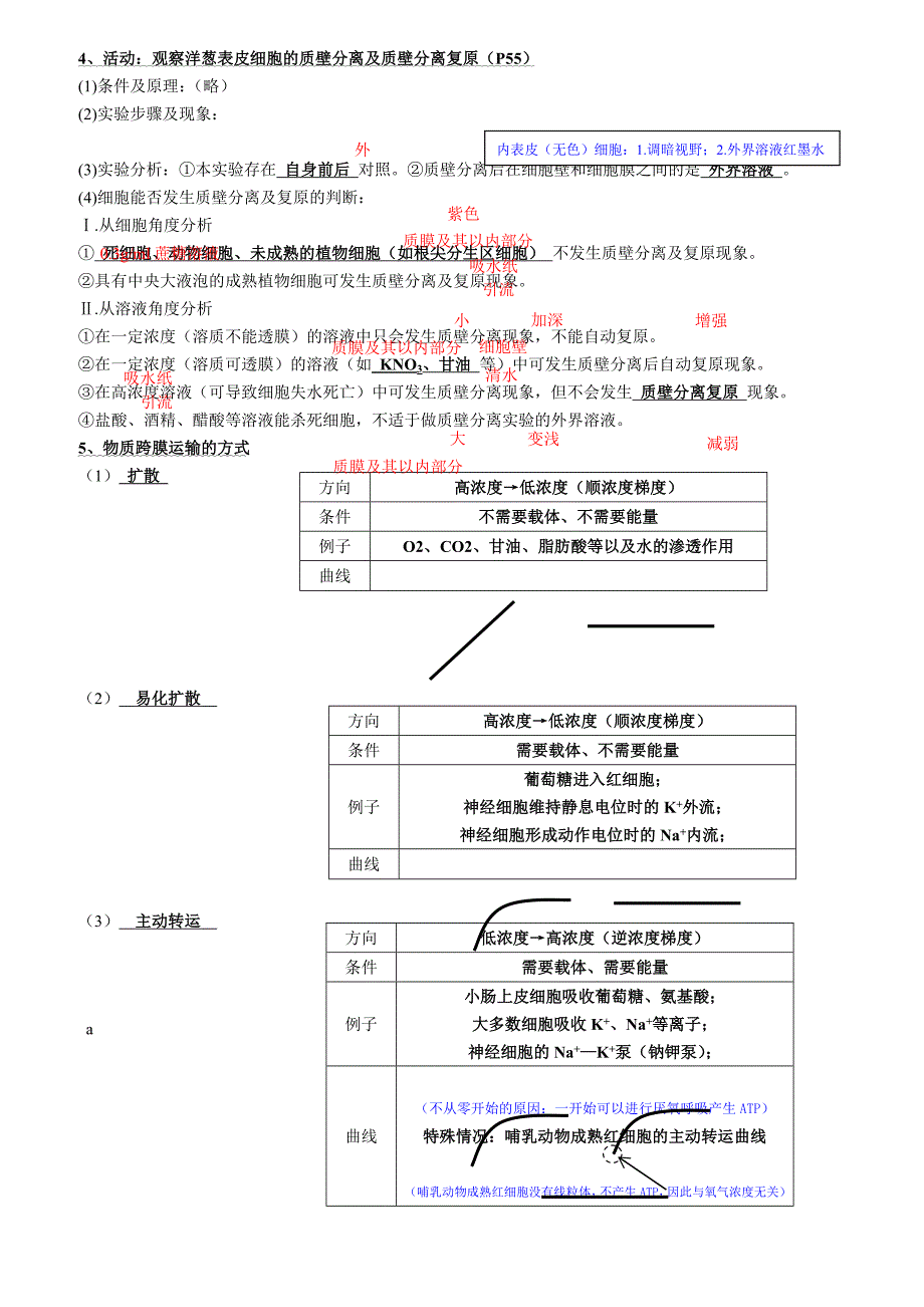 高三一轮复习生物：导学案4物质运输.doc_第2页