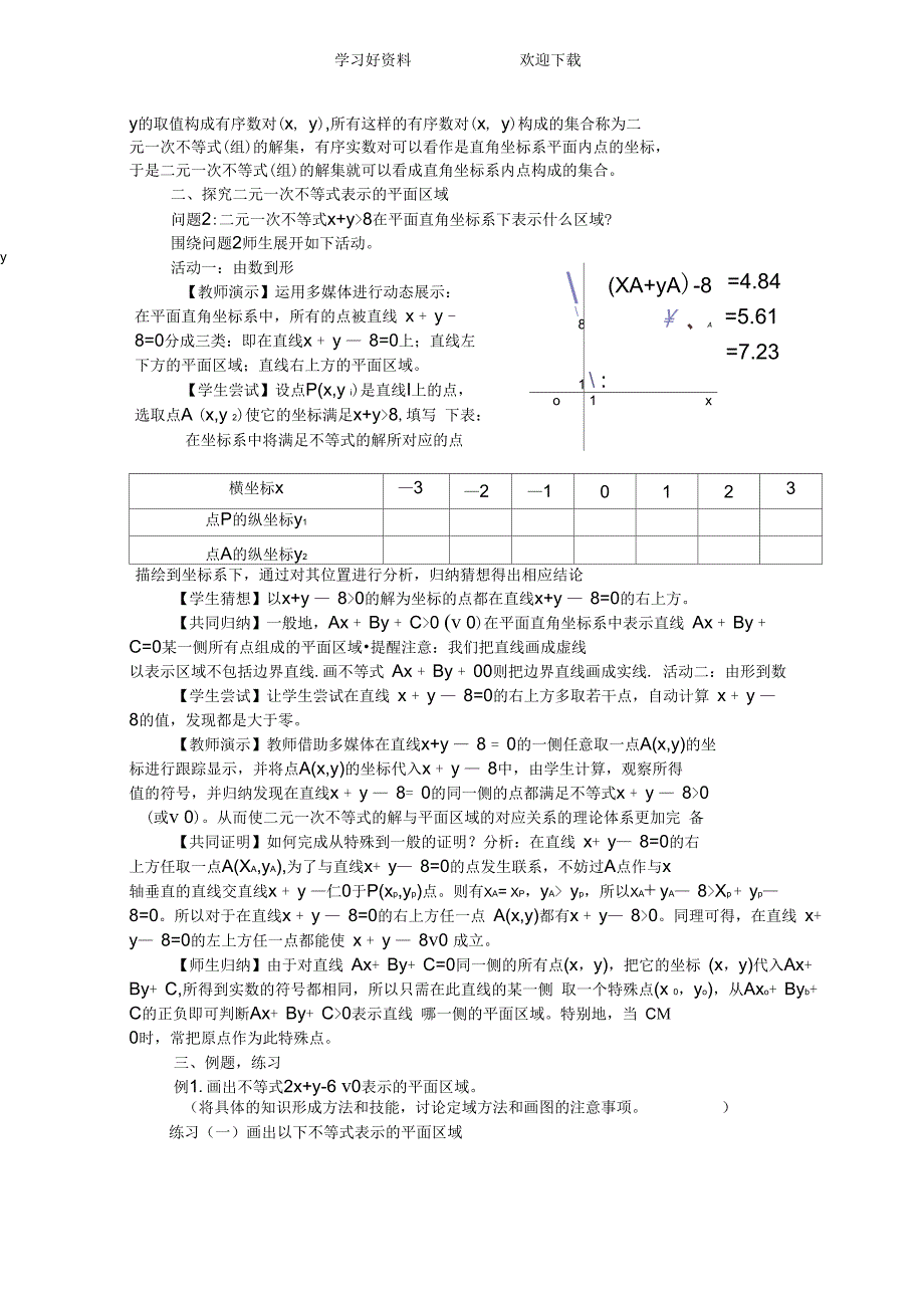 二元一次不等式组与平面区域教案教案说明及点评_第2页