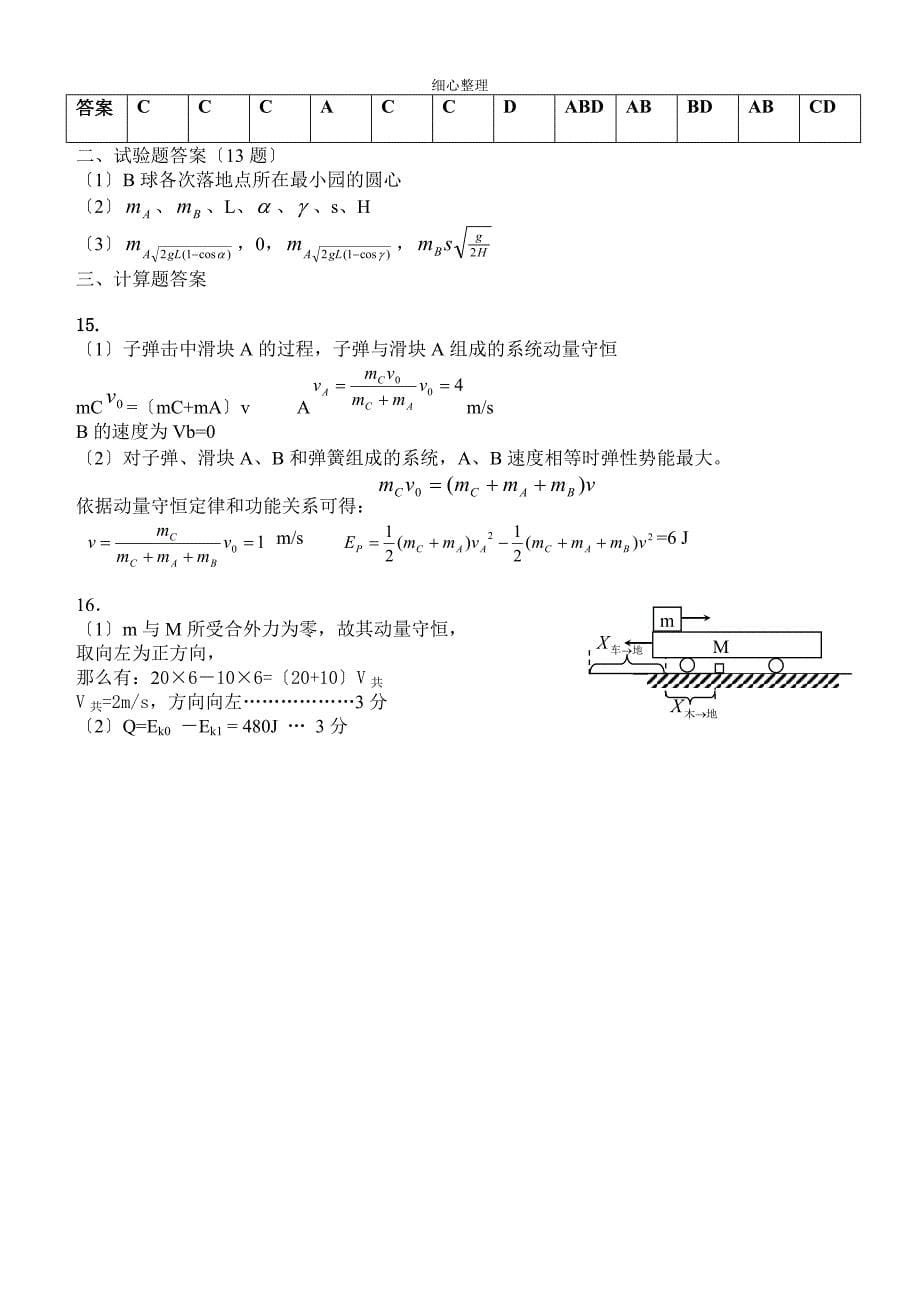 动量定理动量守恒定律单元测试_第5页