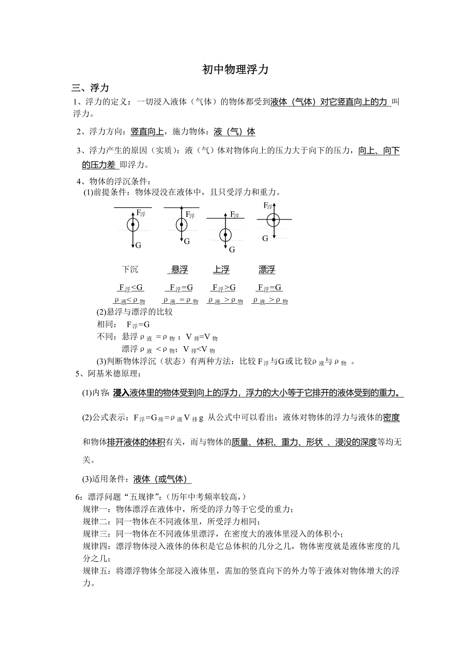 初中物理浮力复习讲义_第1页