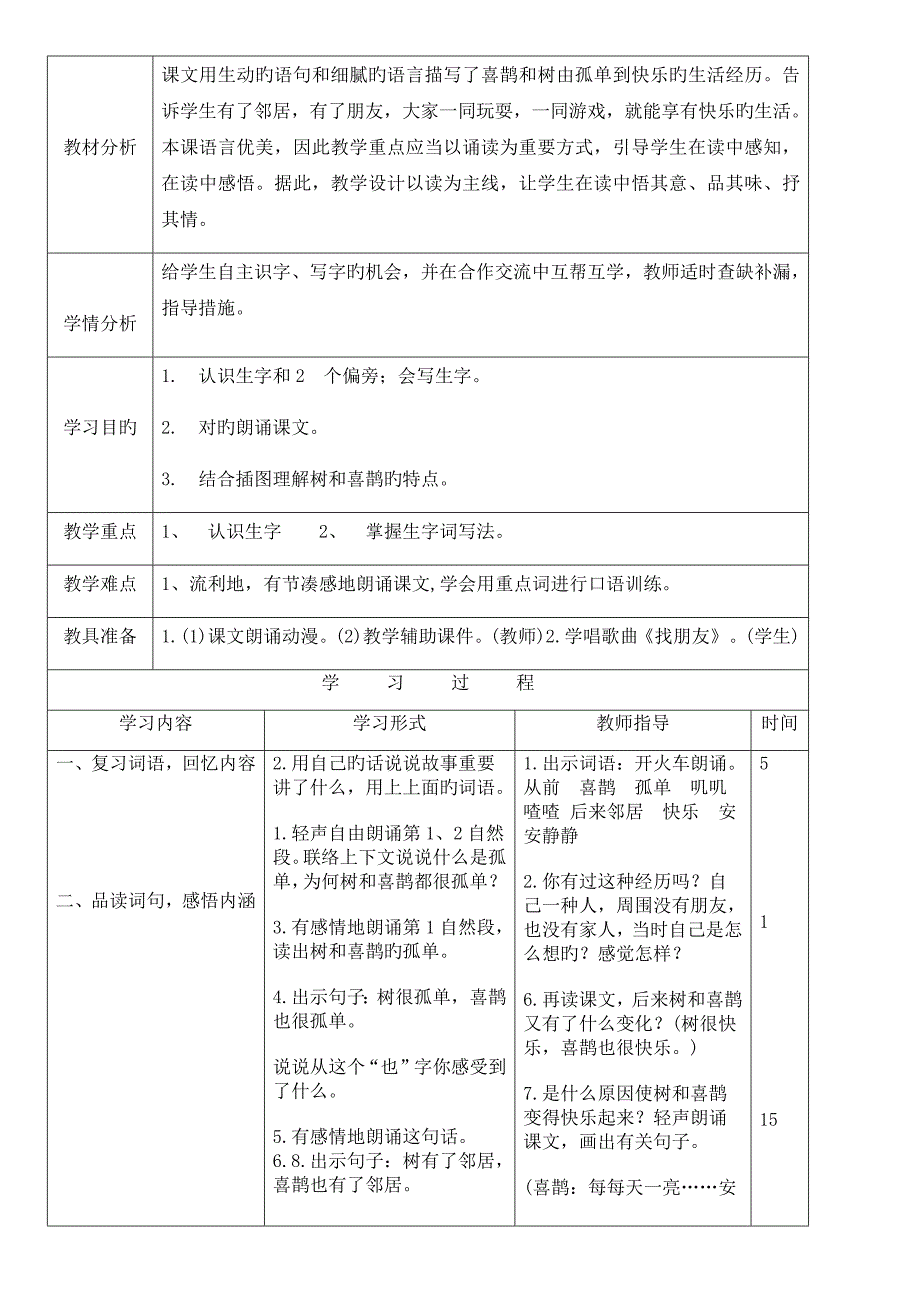 部编版树和喜鹊导学案_第4页