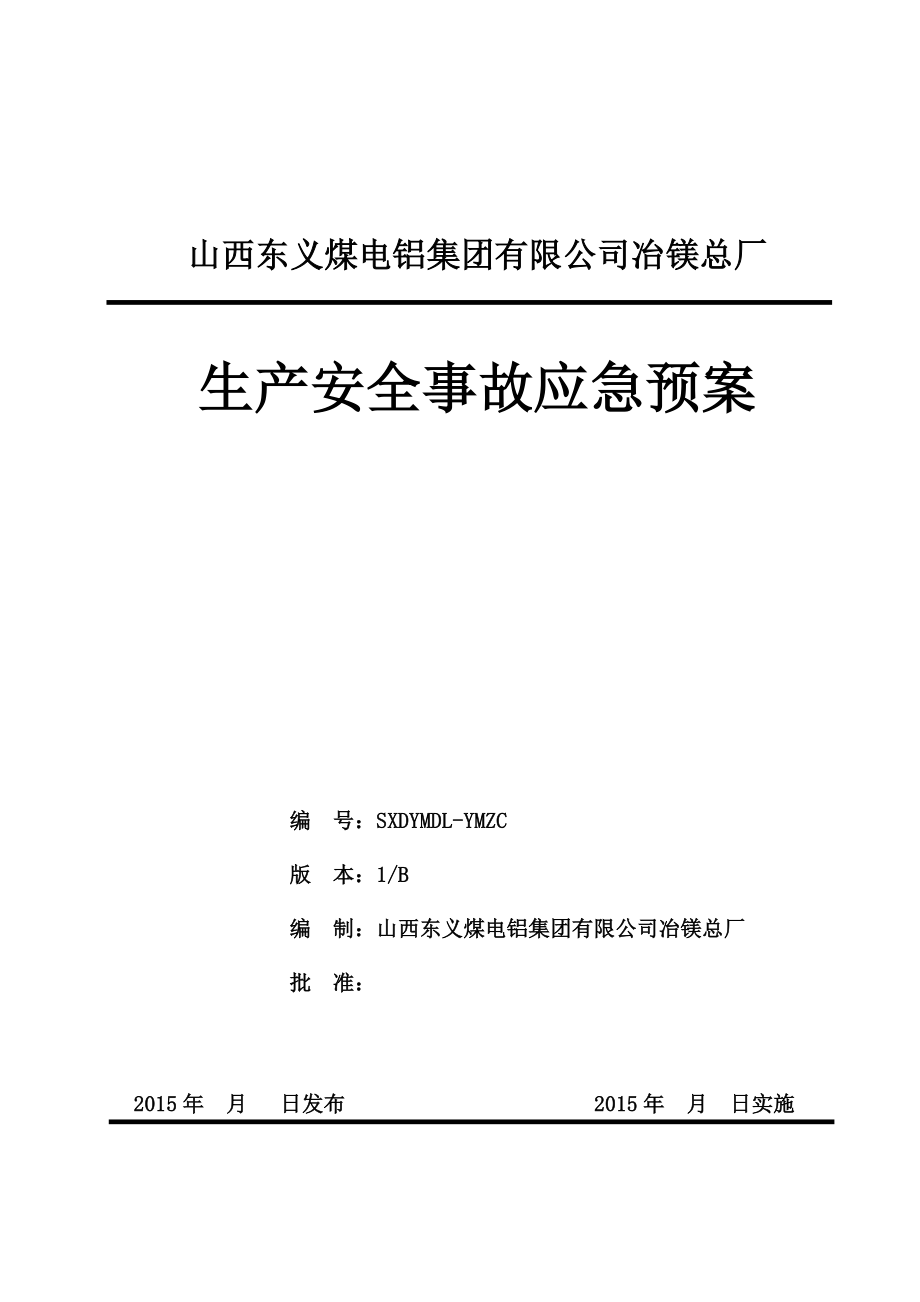 ZZ最终版(修改)-山西东义煤电铝集团有限公司冶镁总厂_第1页